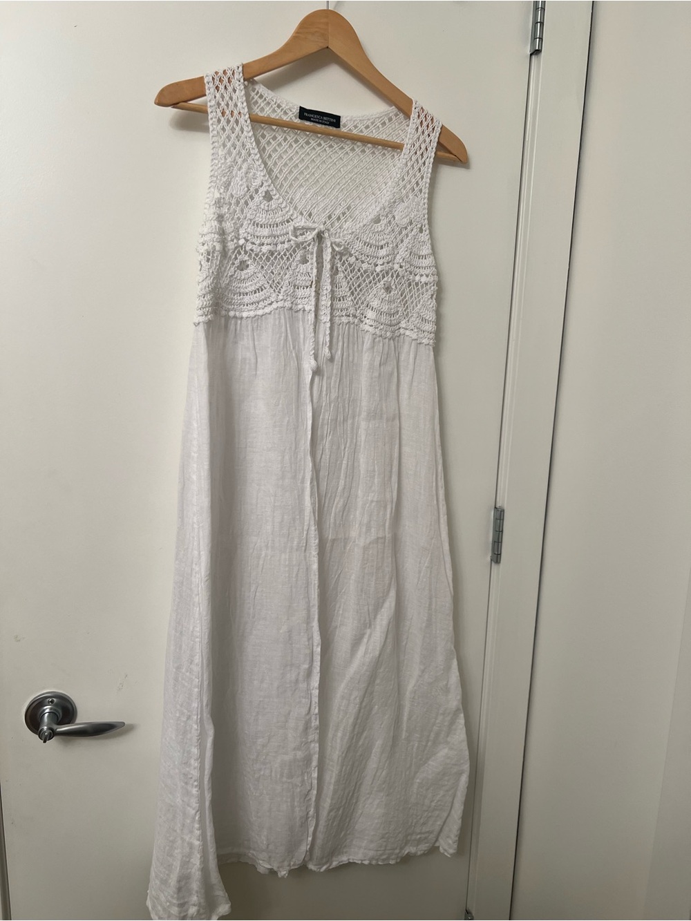 Francesca Bettini Crochet and Linen Cover‑Up – White, One Size - Picture 4 of 10